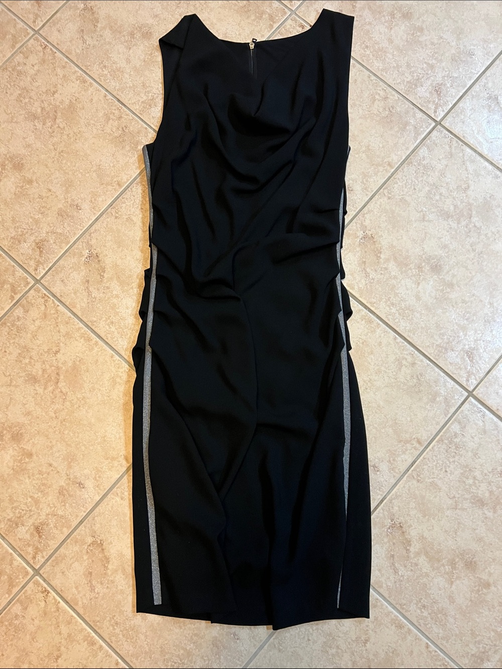 Black Midi Dress with Silver Side Trim